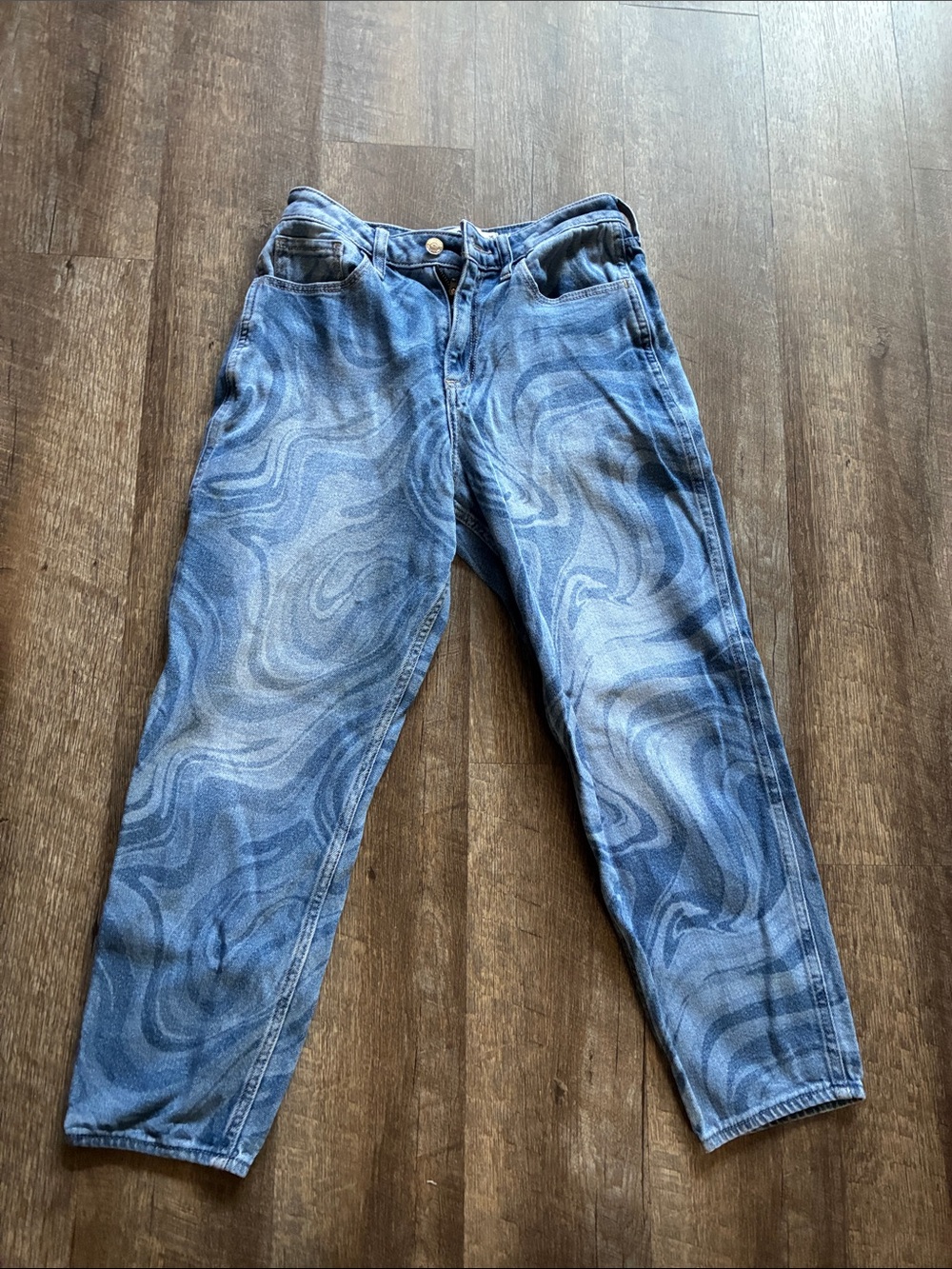 Hollister Blue Marble-Print Relaxed Jeans